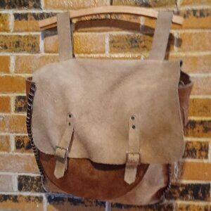 Large Handmade Brown Suede Backpack/Racquet Carrier